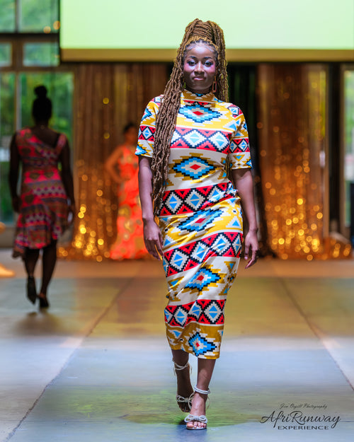 Afrogold Half-Turtle Neck Long Dress