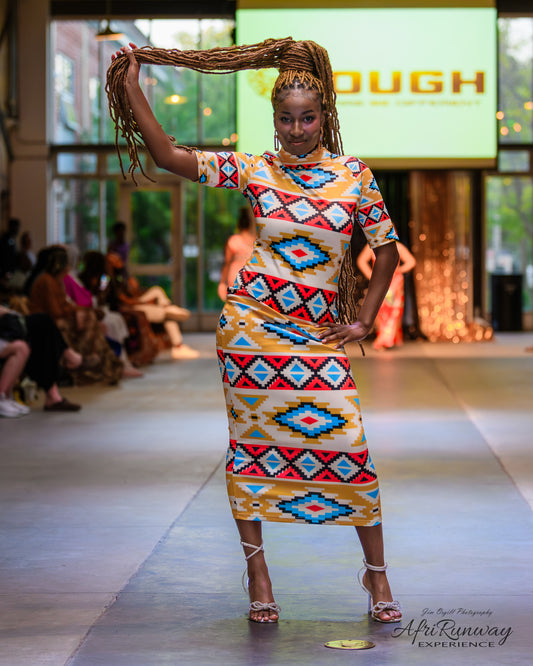 Afrogold Half-Turtle Neck Long Dress
